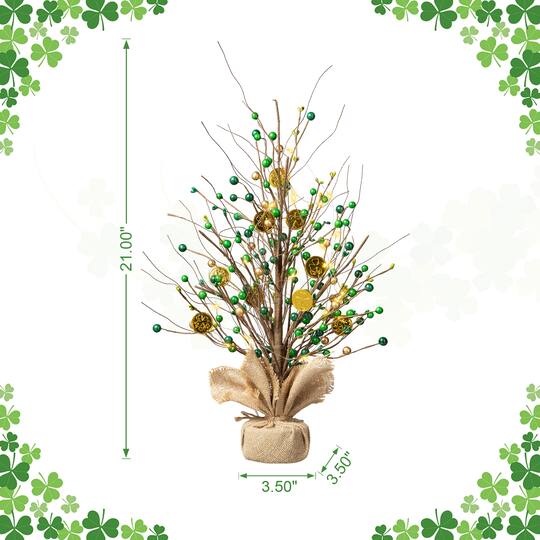 Glitzhome® 21" Lighted St. Patrick's Gold Coin Table Tree
